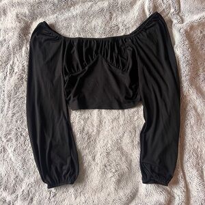 Black Crop Long Sleeve Top
